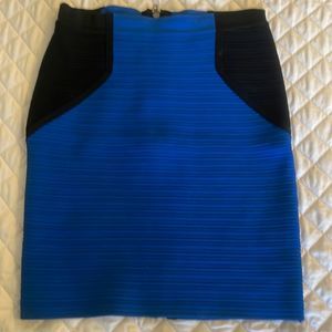 Cut 25, blue and black bodycon mini zippered back. New condition!